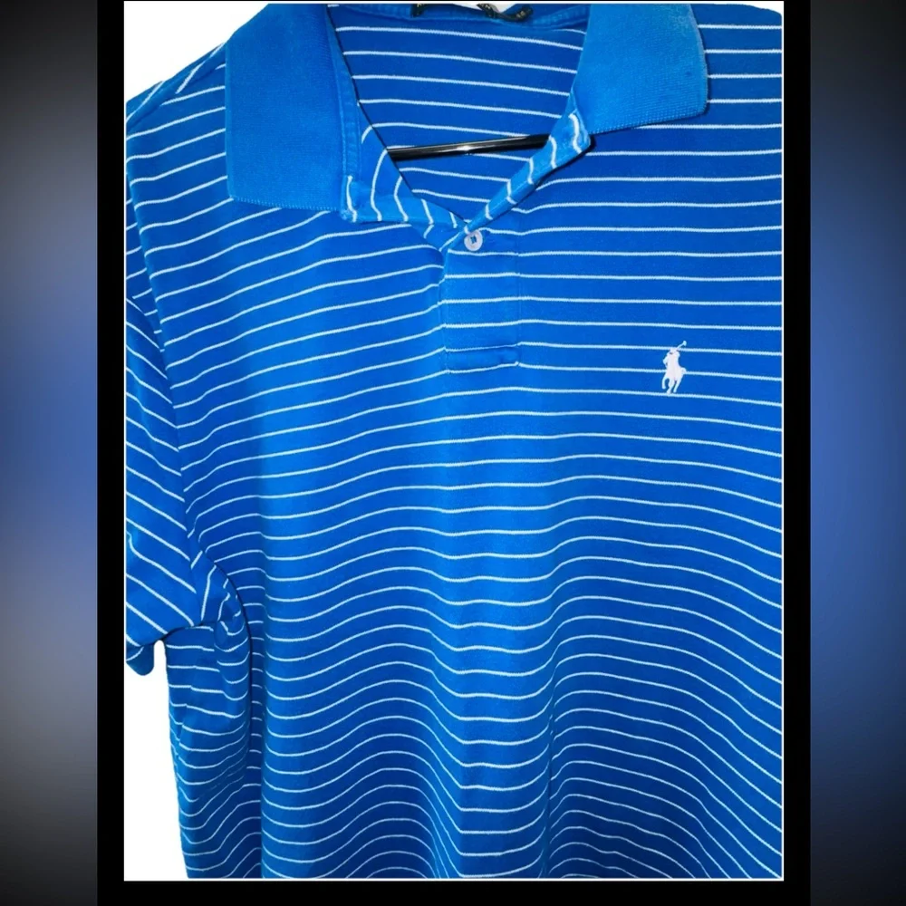 Polo Ralph Lauren Blue Striped Polo Shirt XL Classic Pony Preppy Golf